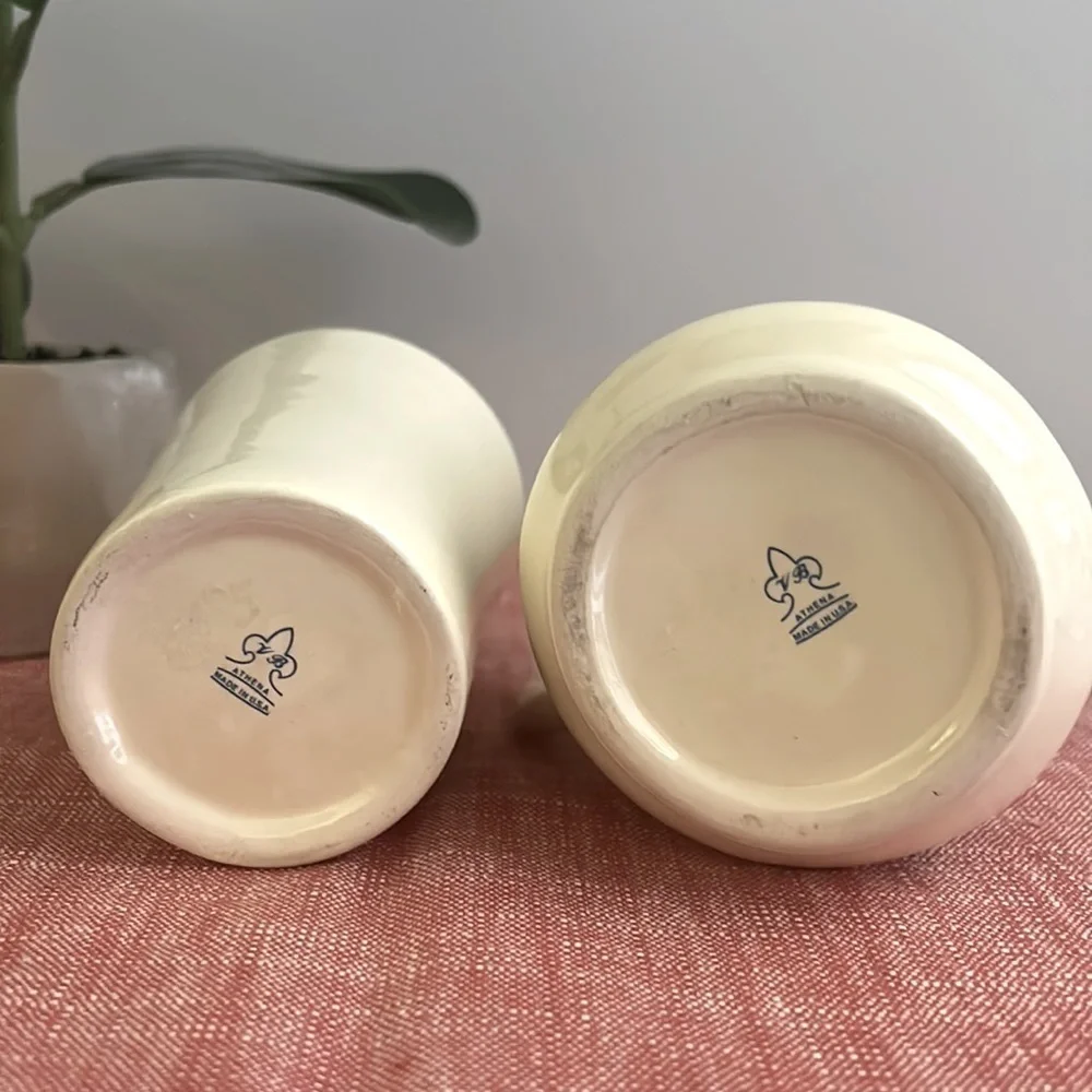 Vintage Collectable ATHENA Pink/Burgundy Roses SHAVING MUG Set. Or toothbrush